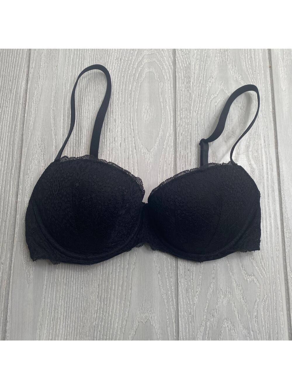 Victoria’s Secret PINK Women's Black Lace Date Push-Up Bra Size 34D 34 D